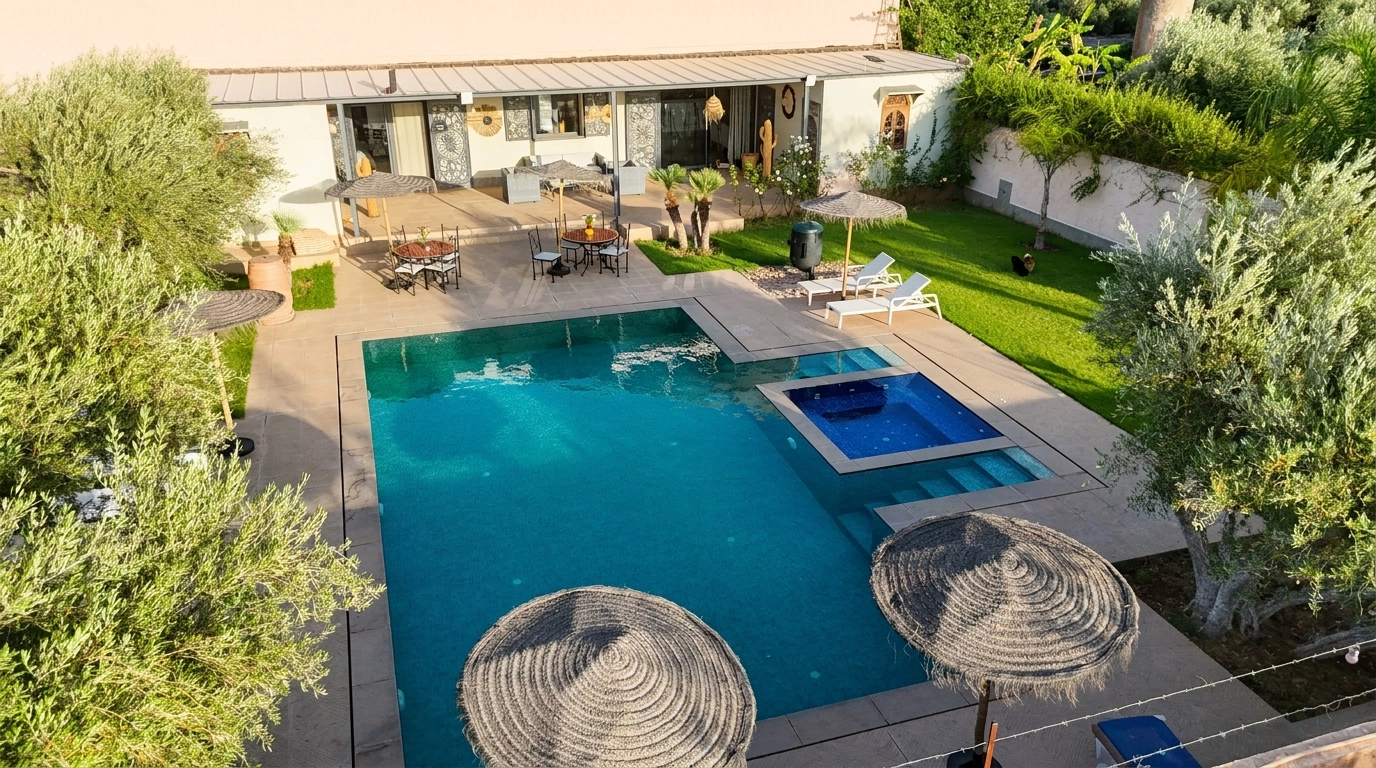 Villa Pool and Jacuzzi Aerial